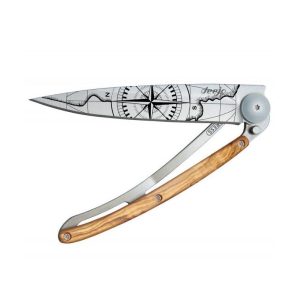 Ultralehký a minimalistický nůž Deejo Tattoo 37g Terra Incognita Olive Wood