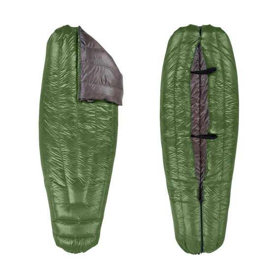 Péřový quilt Enlightened Equipment Revelation Quilt 40°F (5°C) v zeleno-šedé barvě